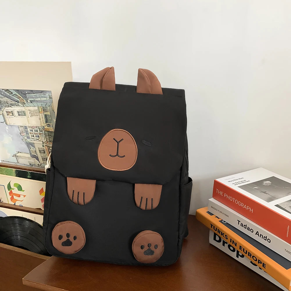 Women Kawaii Bookbag Adjustable Straps Capybara School Bag with Zipper Closure Travel Bag Gifts for Capybara Lovers