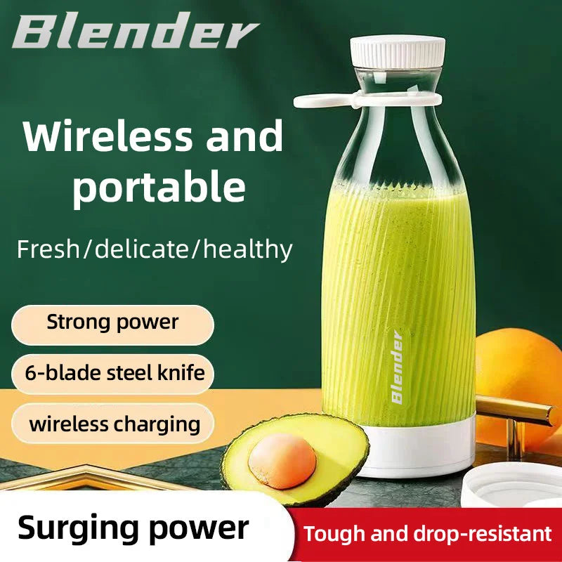 500ml USB Rechargeable Mini Juicer Blender, Portable 6-Blade Smoothie Maker for Kitchen, Travel, Camping, Gym & Office - Perfect