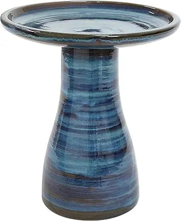 Sunnydaze 21" H Ceramic Bird Bath for Outside - Hand-Painted Outdoor Bird Bath Bowl, UV/Frost-Resistant Finish - Galaxy Blue - C