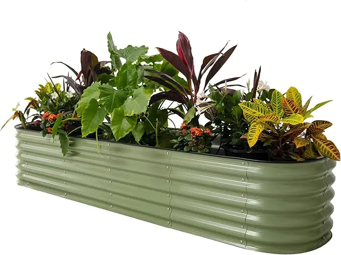 Vego garden Raised Garden Bed Kits, 17" Tall 9 in 1 8ft X 2ft Metal Raised Planter Bed for Vegetables Flowers Ground Planter Box