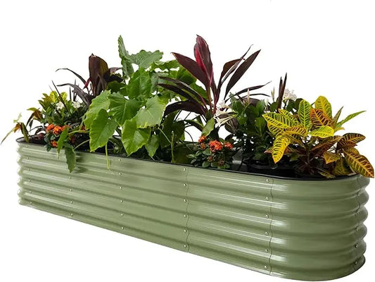 Vego garden Raised Garden Bed Kits, 17" Tall 9 in 1 8ft X 2ft Metal Raised Planter Bed for Vegetables Flowers Ground Planter Box