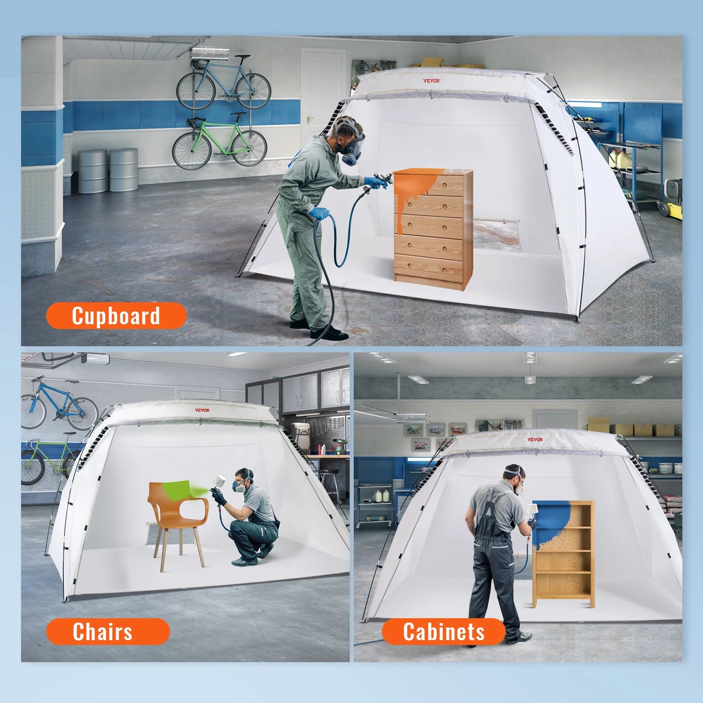 SucceBuy Portable Paint Booth Shelter 7.5x5.2x5.2/10x7x6ft Foldable Spray Painting Tent for Furniture Craft Project DIY Tool