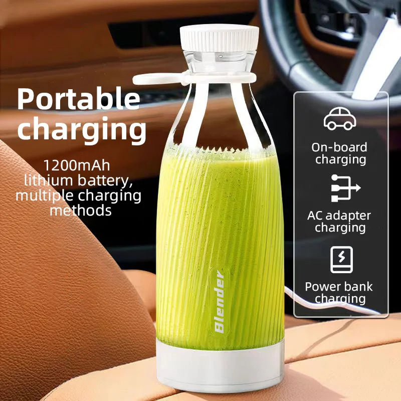 500ml USB Rechargeable Mini Juicer Blender, Portable 6-Blade Smoothie Maker for Kitchen, Travel, Camping, Gym & Office - Perfect