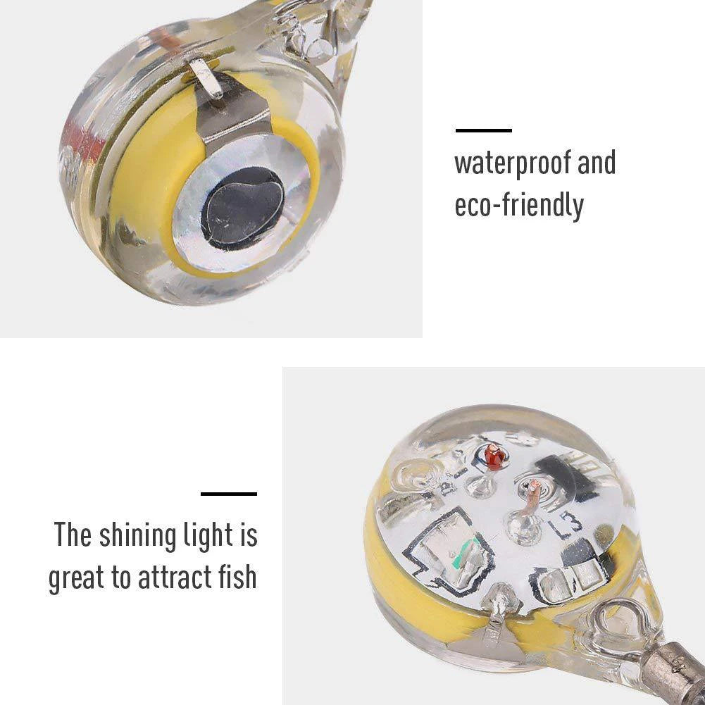 500-10pcs Mini Fishing Lure Light LED Deep Drop Underwater Eye Shape Fishing Squid Fishing Bait Luminous Lure to Attracting Fish