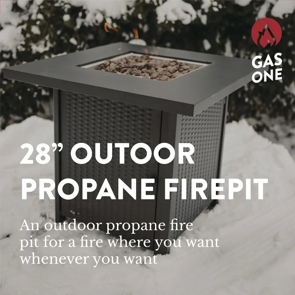 GasOne Propane Fire Pit Outdoor Heater – 28-inch Large Tabletop Fire Pit for Outdoor Use – 52,750 BTU Gas Fire Pit with Lava Roc
