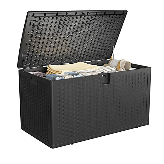 120 Gallon Outdoor Waterproof Storage Box Lockable Outdoor Storage Boxes Deck Storage Boxes for Package Delivery Deck Boxes