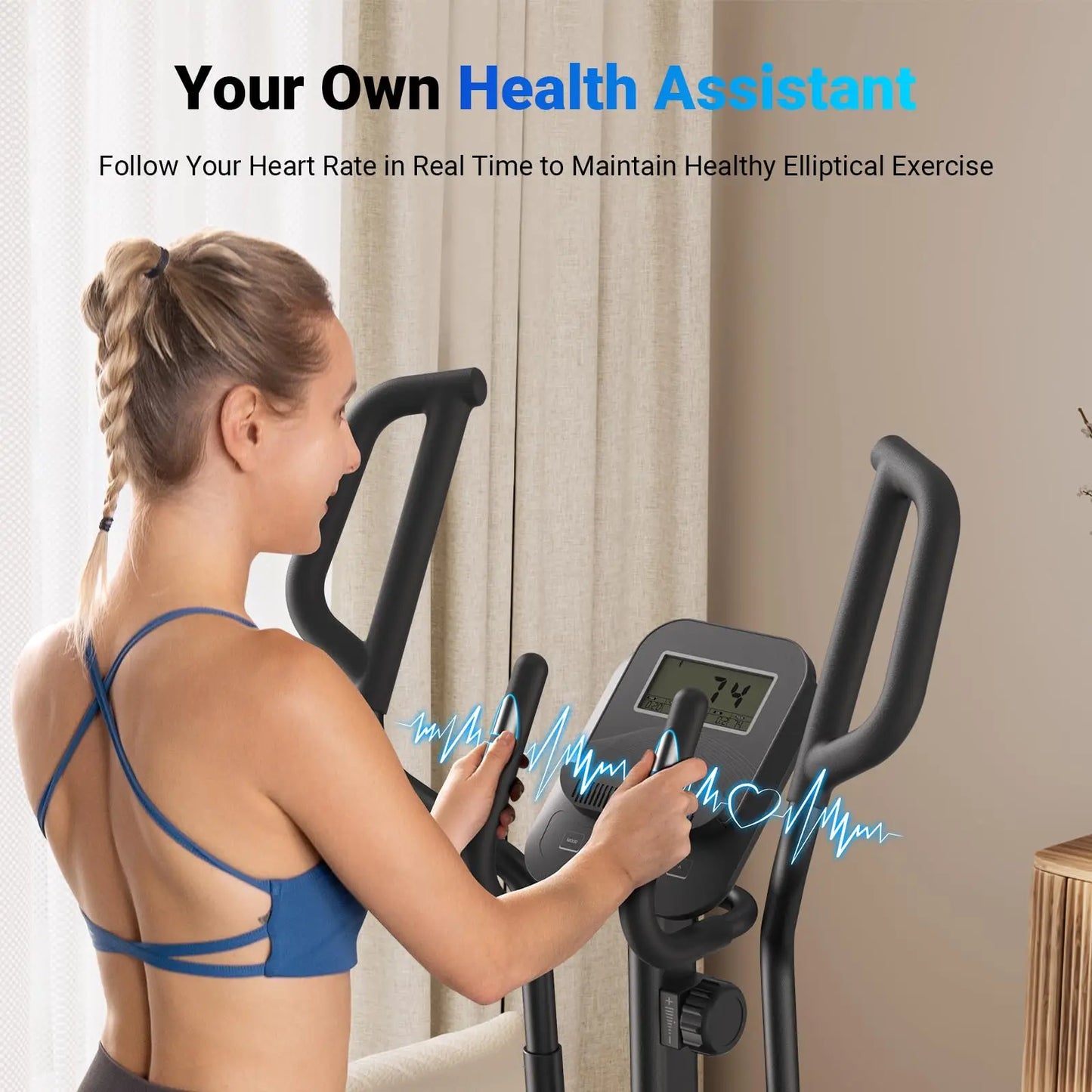 MERACH Elliptical Exercise Machine with 18.5IN Stride Hyper-Quiet Magnetic Drive System Elliptical Trainer 8 Resistance Levels