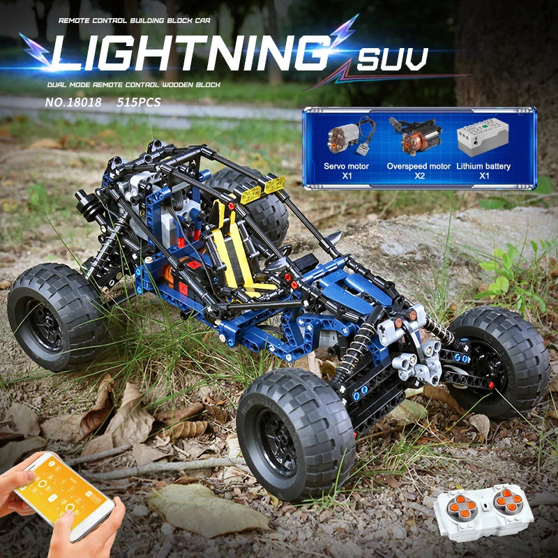 Mould King 18018 High-tech Lightning Buggy Desert Race Car Model APP RC Racing Car Building Blocks Bricks Kids Birthday Toys