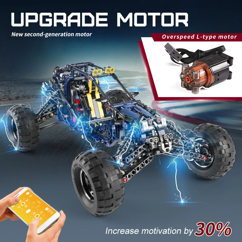 Mould King 18018 High-tech Lightning Buggy Desert Race Car Model APP RC Racing Car Building Blocks Bricks Kids Birthday Toys