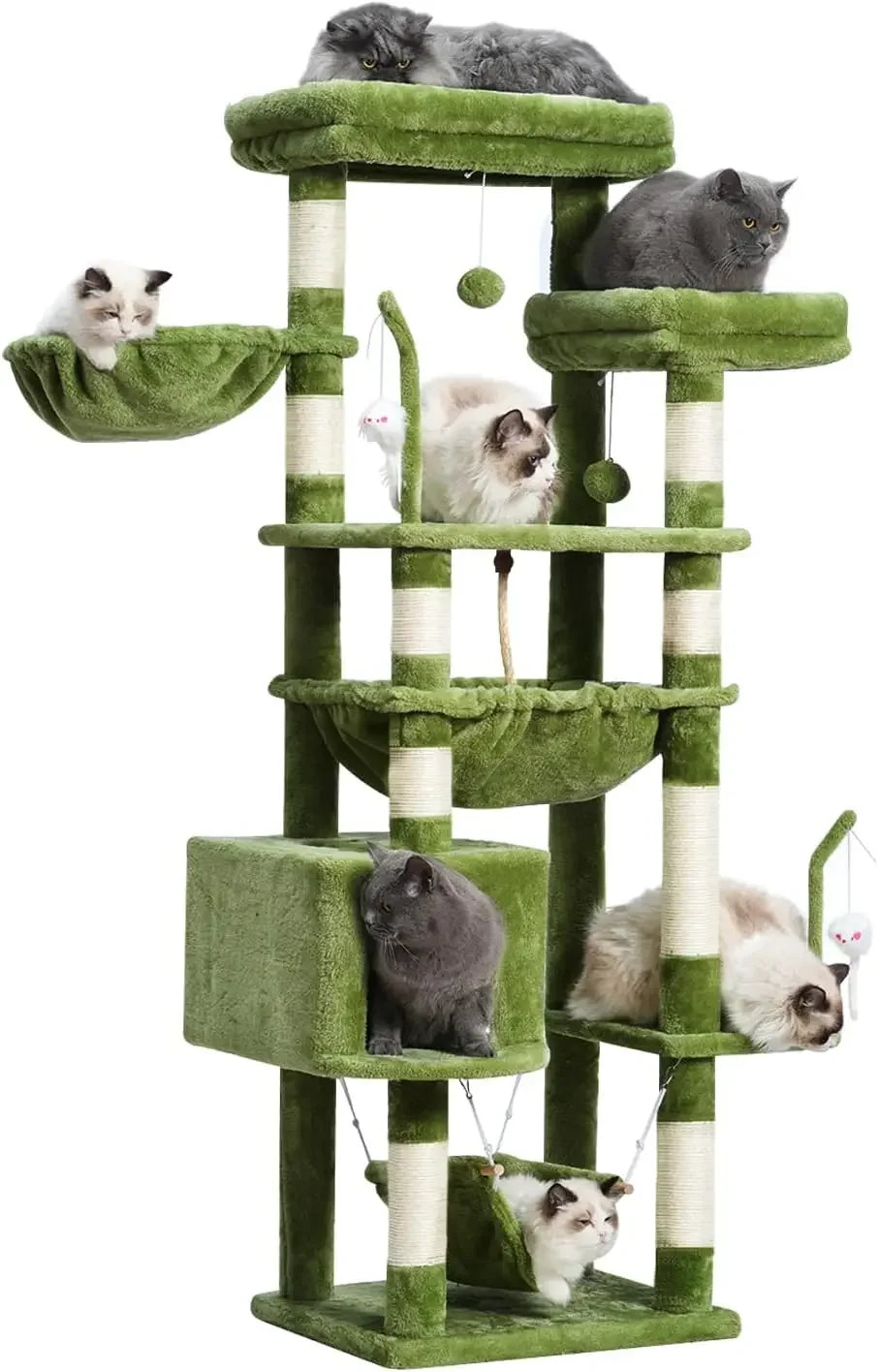 Cat Tree, Cat Tower for Large Cats with 2 Big Platforms, 2 Baskets, condo and Toys, 63" Cat Scratching Posts for Indoor Cats