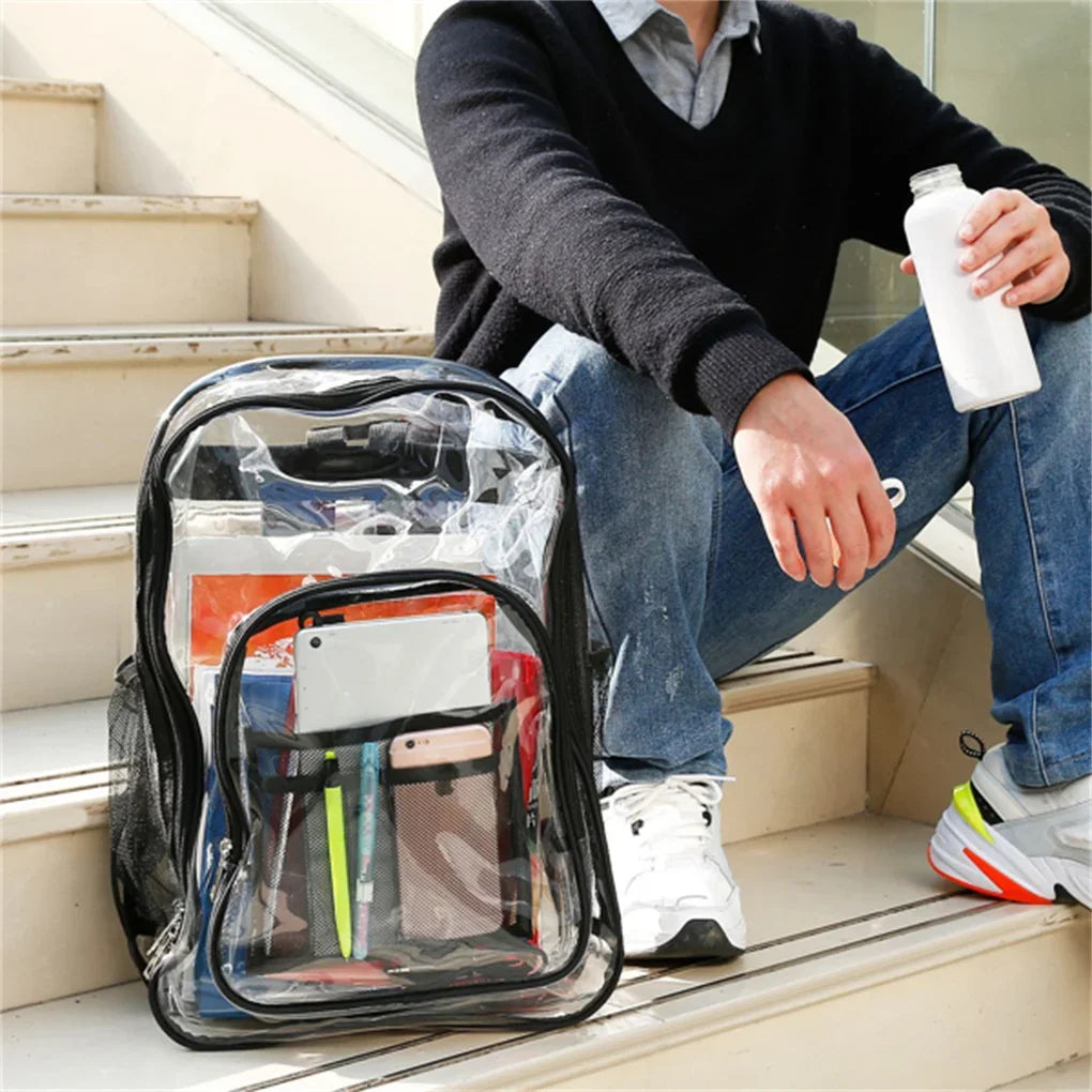 Large Clear Backpack For School Bookbag Heavy Duty Transparent Backpack Waterproof PVC Clear Backpack with Reinforced Strap