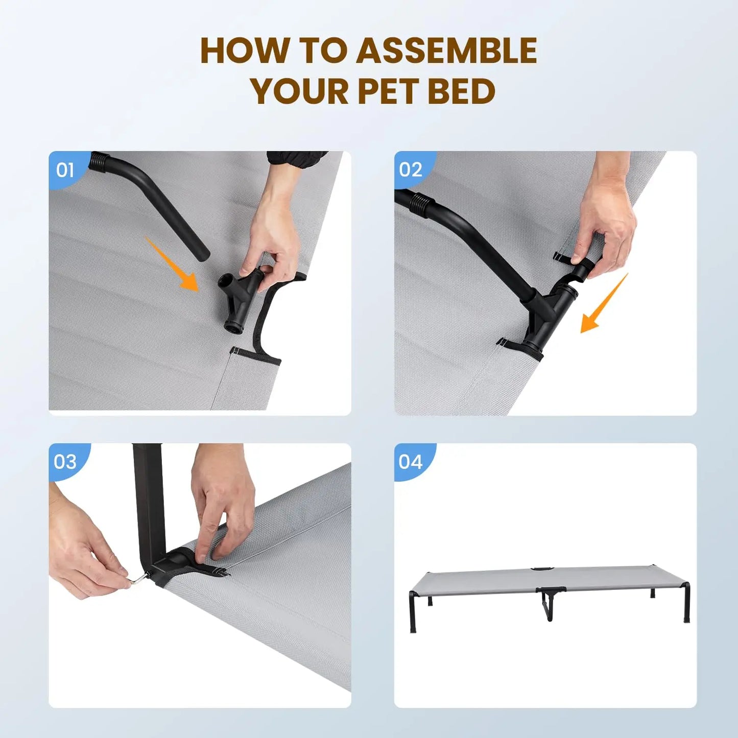 Elevated Dog Bed, Cooling Raised Pet Cot with Chew Proof Mesh Fabric and Steel Frame, Portable Dog Cot for Outdoor Indoor Use