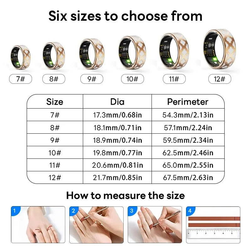 Smart Ring Fitness Tracker with Beautiful Crystal Charging Case, Step, Distance, Calories, Sleep Tracker, Activity Tracker