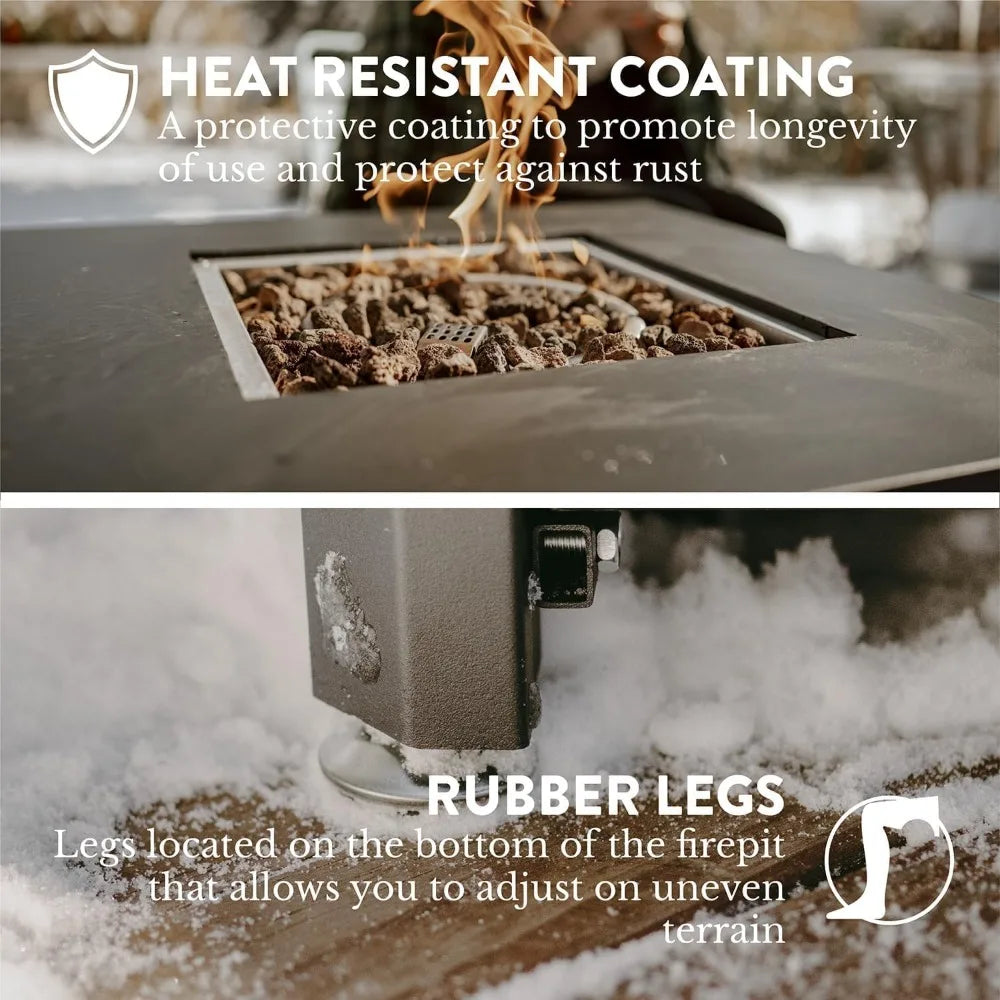 GasOne Propane Fire Pit Outdoor Heater – 28-inch Large Tabletop Fire Pit for Outdoor Use – 52,750 BTU Gas Fire Pit with Lava Roc