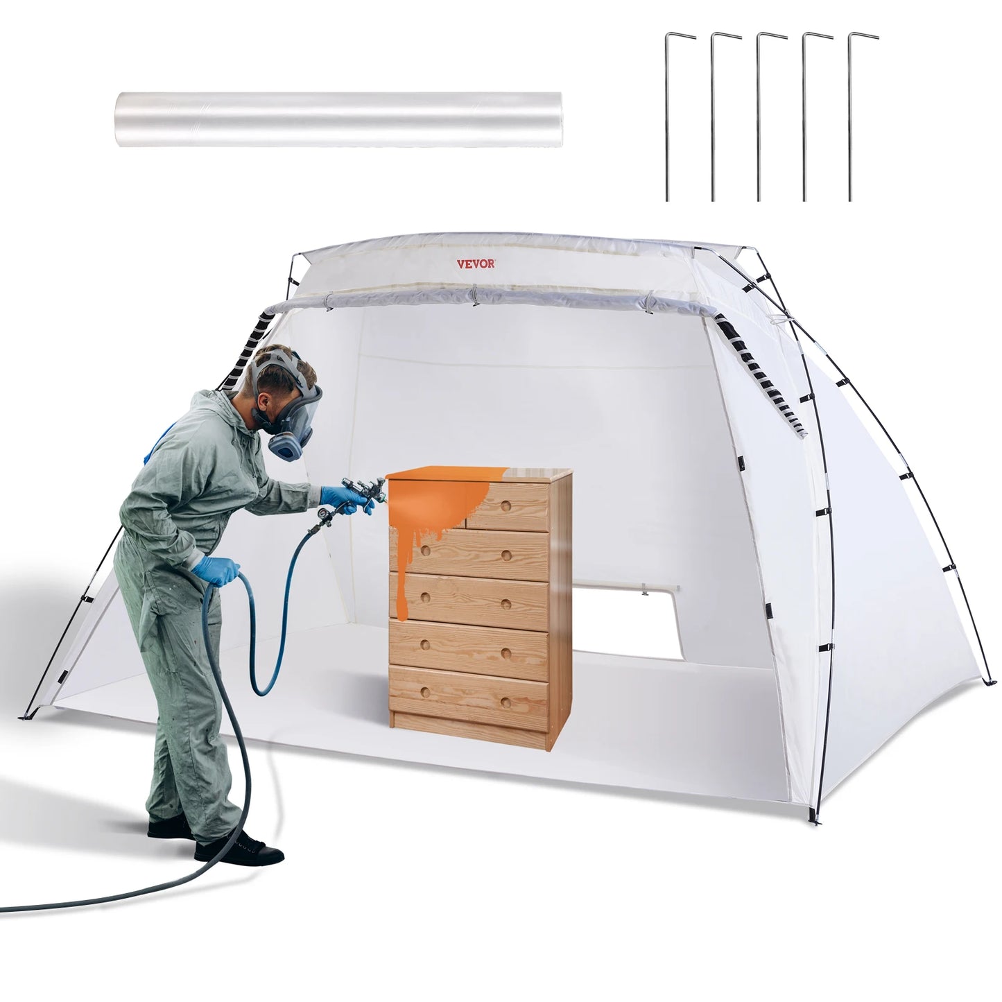 SucceBuy Portable Paint Booth Shelter 7.5x5.2x5.2/10x7x6ft Foldable Spray Painting Tent for Furniture Craft Project DIY Tool
