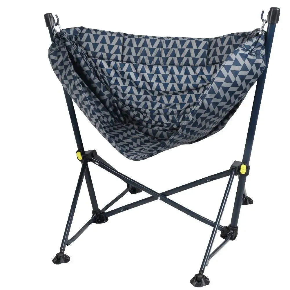 Steel Folding Hammock Chair Padded Seat Outdoor Relaxation Camping Portable Blue Water-Resistant 38" x 37" x 33" 300 lbs.