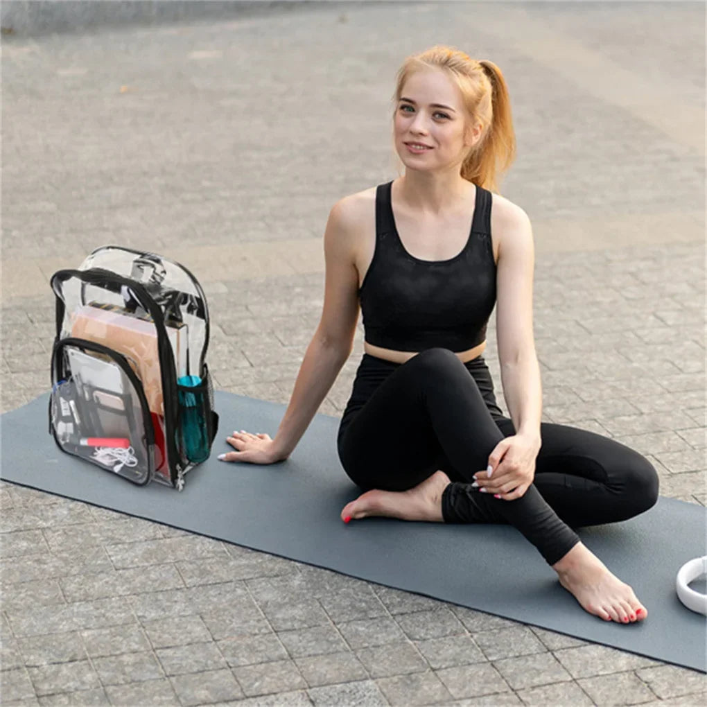 Large Clear Backpack For School Bookbag Heavy Duty Transparent Backpack Waterproof PVC Clear Backpack with Reinforced Strap