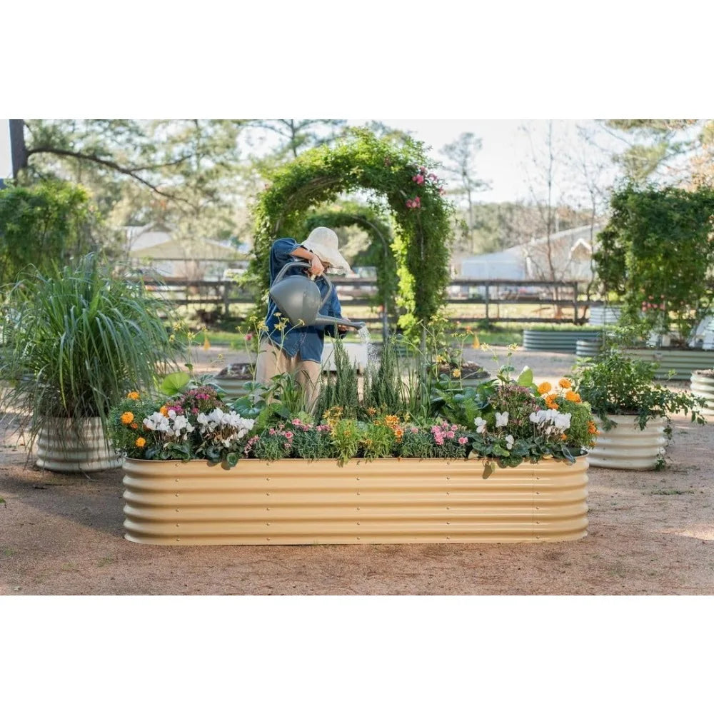 Vego garden Raised Garden Bed Kits, 17" Tall 9 in 1 8ft X 2ft Metal Raised Planter Bed for Vegetables Flowers Ground Planter Box