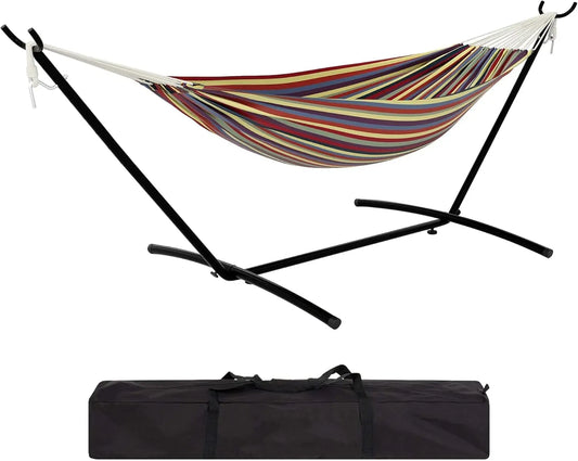 2-Person Hammock Set with Quick-Lock Steel Stand – Commercial-Grade Outdoor Lounger for Patio, Camping & Backyard (500lb )