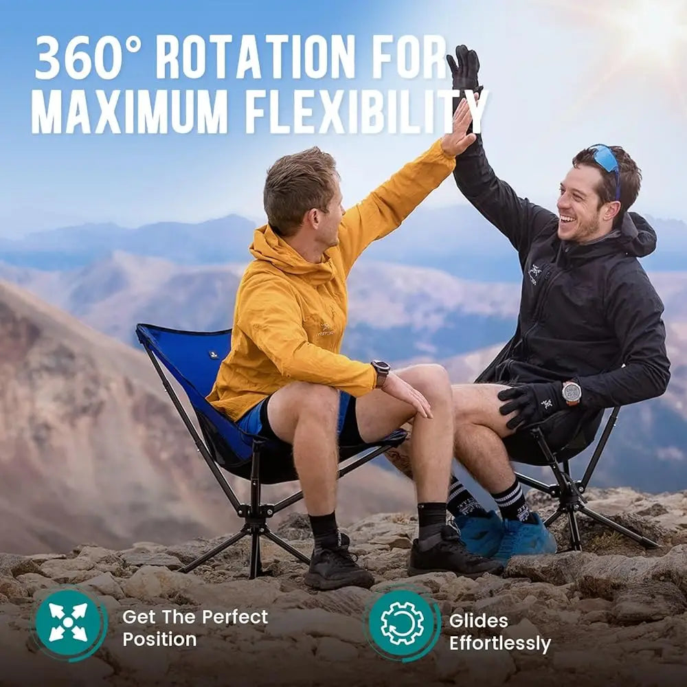 Swivel Portable Chair - Small Compact Collapsible Folding Chairs For Adults, Setup In 8 Seconds, Lightweight Outdoor Backpa