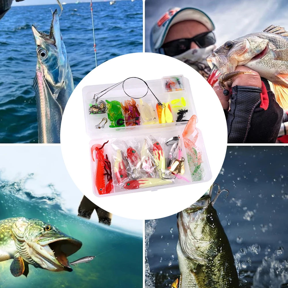 Carbon Steel Fishing Lures Kit Reusable Lure Tackle Kit Rust Proof Spinnerbaits Set for Outdoor Fishing Accessories Tool