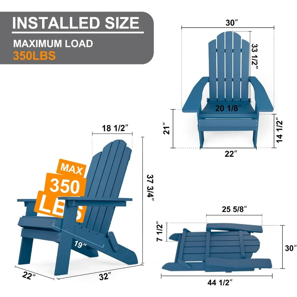 Folding Adirondack Chair Weather Resistant Plastic Fire Pit Chairs Adorondic Plastic Outdoor Chairs for Firepit Area Seating Li