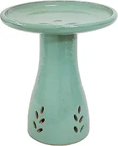 Sunnydaze 21" H Ceramic Bird Bath for Outside - Hand-Painted Outdoor Bird Bath Bowl, UV/Frost-Resistant Finish - Galaxy Blue - C