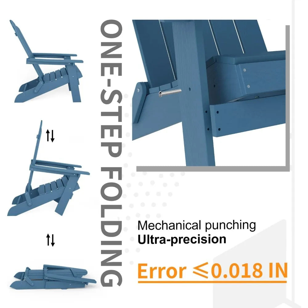 Folding Adirondack Chair Weather Resistant Plastic Fire Pit Chairs Adorondic Plastic Outdoor Chairs for Firepit Area Seating Li