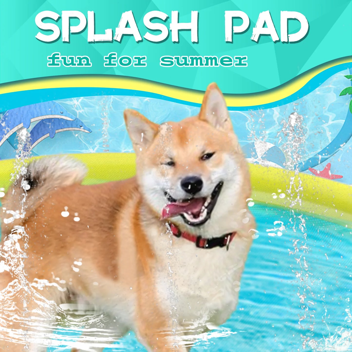 Splash Pad for Dogs, Non-Slip Splash Pad for Pets Summer Outdoor Water Toys, Sprinkler Pool for Dogs Outdoor Play