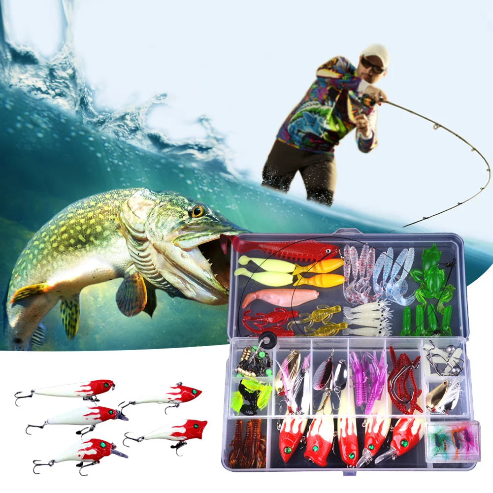 Carbon Steel Fishing Lures Kit Reusable Lure Tackle Kit Rust Proof Spinnerbaits Set for Outdoor Fishing Accessories Tool