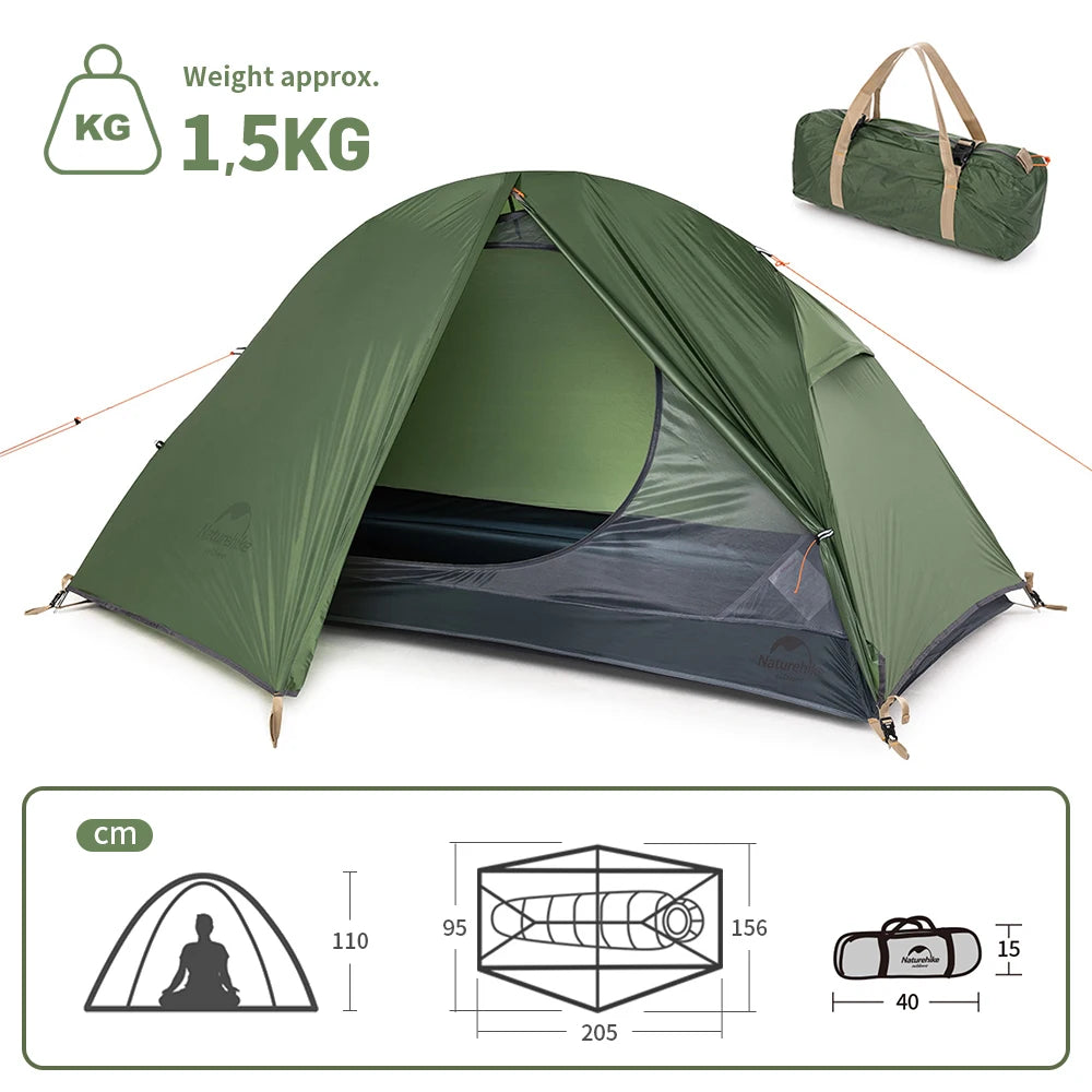Naturehike Tent Ultralight 1 Person Cycling Tents Portable Backpacking Tent 20D Nylon Waterproof Tent Camping Tent Hiking Tent