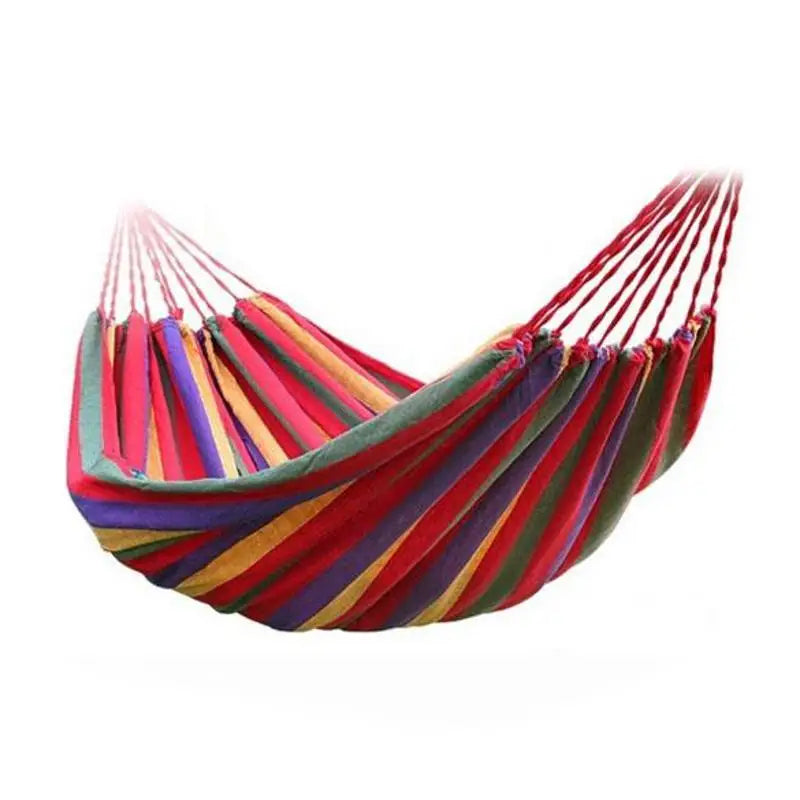 1-2 Person Cotton Rainbow Hanging Bed 264lbs Capacity Stripe Fabric Hammock with Tree Straps for Outdoor Indoor with Carry Bag