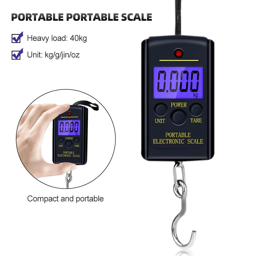 Portable Scale Digital LCD Display 40kg Electronic Luggage Hanging Suitcase Travel Weighs Baggage Weight Scale Jin/ Kg/ Lb/ Oz