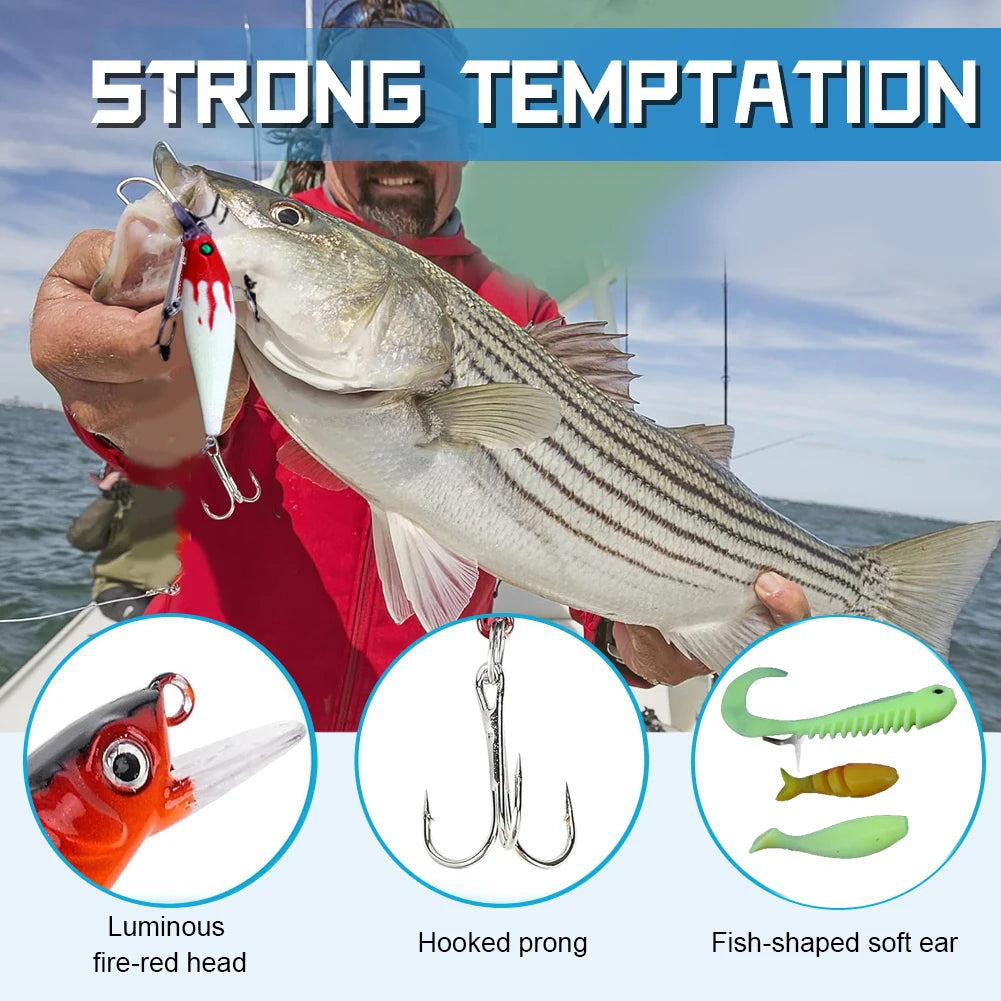 Carbon Steel Fishing Lures Kit Reusable Lure Tackle Kit Rust Proof Spinnerbaits Set for Outdoor Fishing Accessories Tool