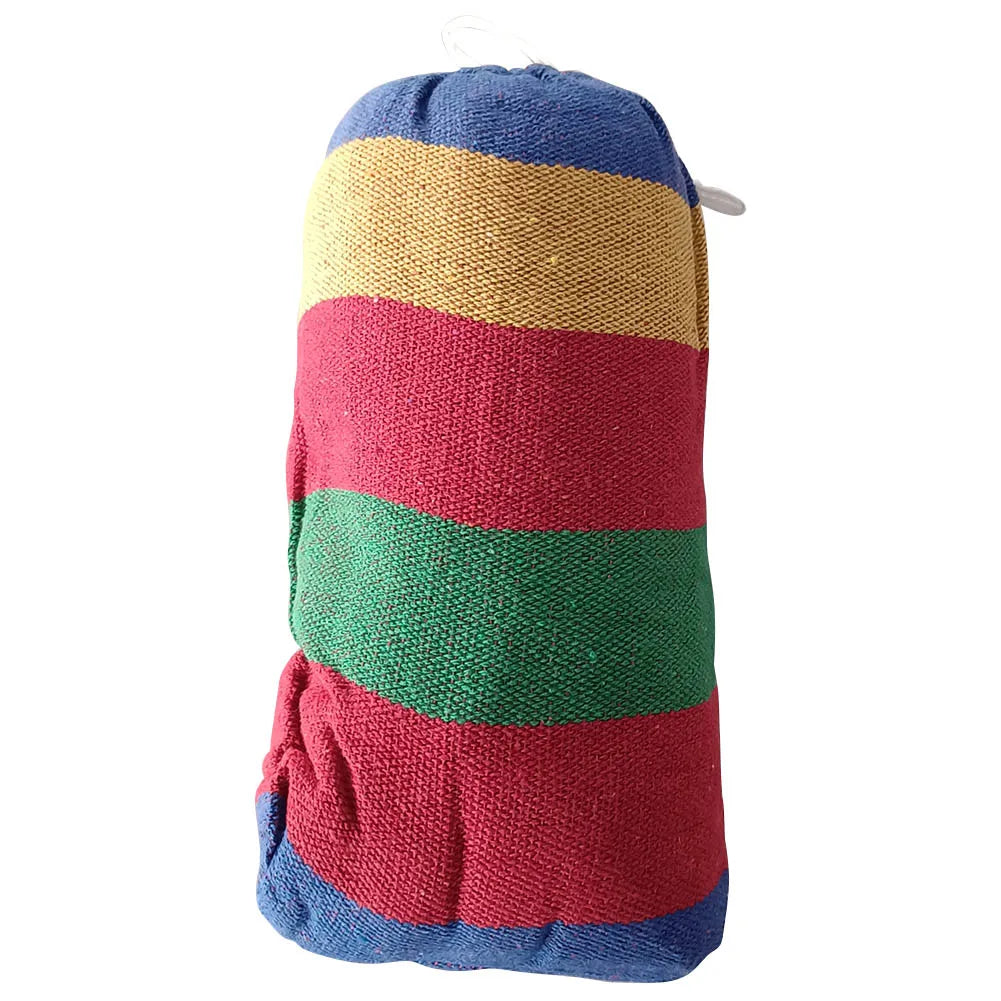 1-2 Person Cotton Rainbow Hanging Bed 264lbs Capacity Stripe Fabric Hammock with Tree Straps for Outdoor Indoor with Carry Bag