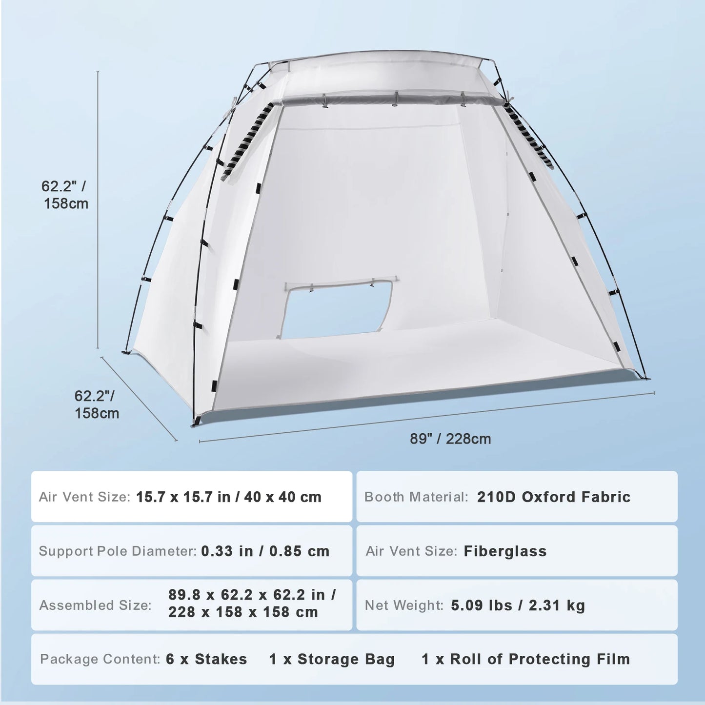 SucceBuy Portable Paint Booth Shelter 7.5x5.2x5.2/10x7x6ft Foldable Spray Painting Tent for Furniture Craft Project DIY Tool