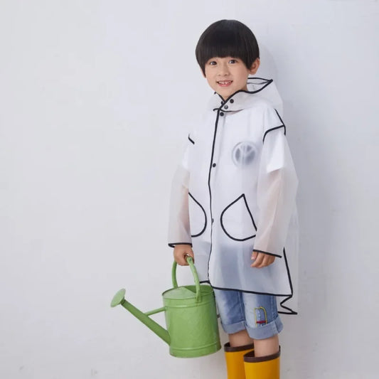 Kids Raincoat Transparent EVA Rain Poncho for Baby, Kindergarten, Primary School Students