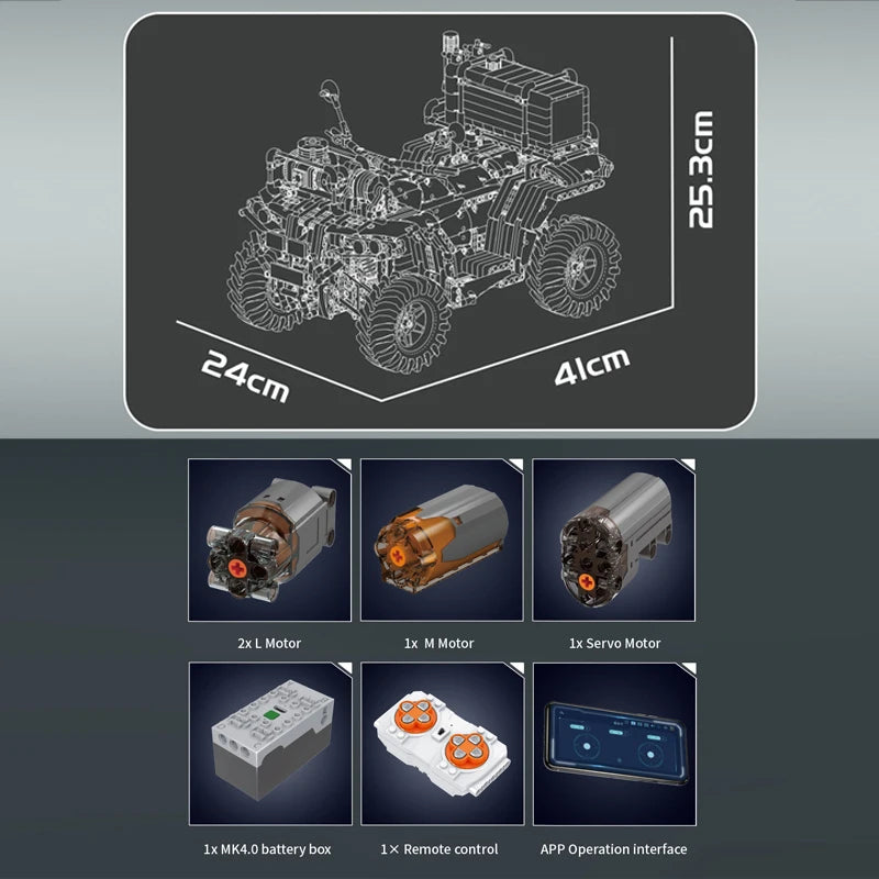 Mold King 23003 Car Toys Fire Department Motorcycle Construction Block Set with Remote Control Function and Motors