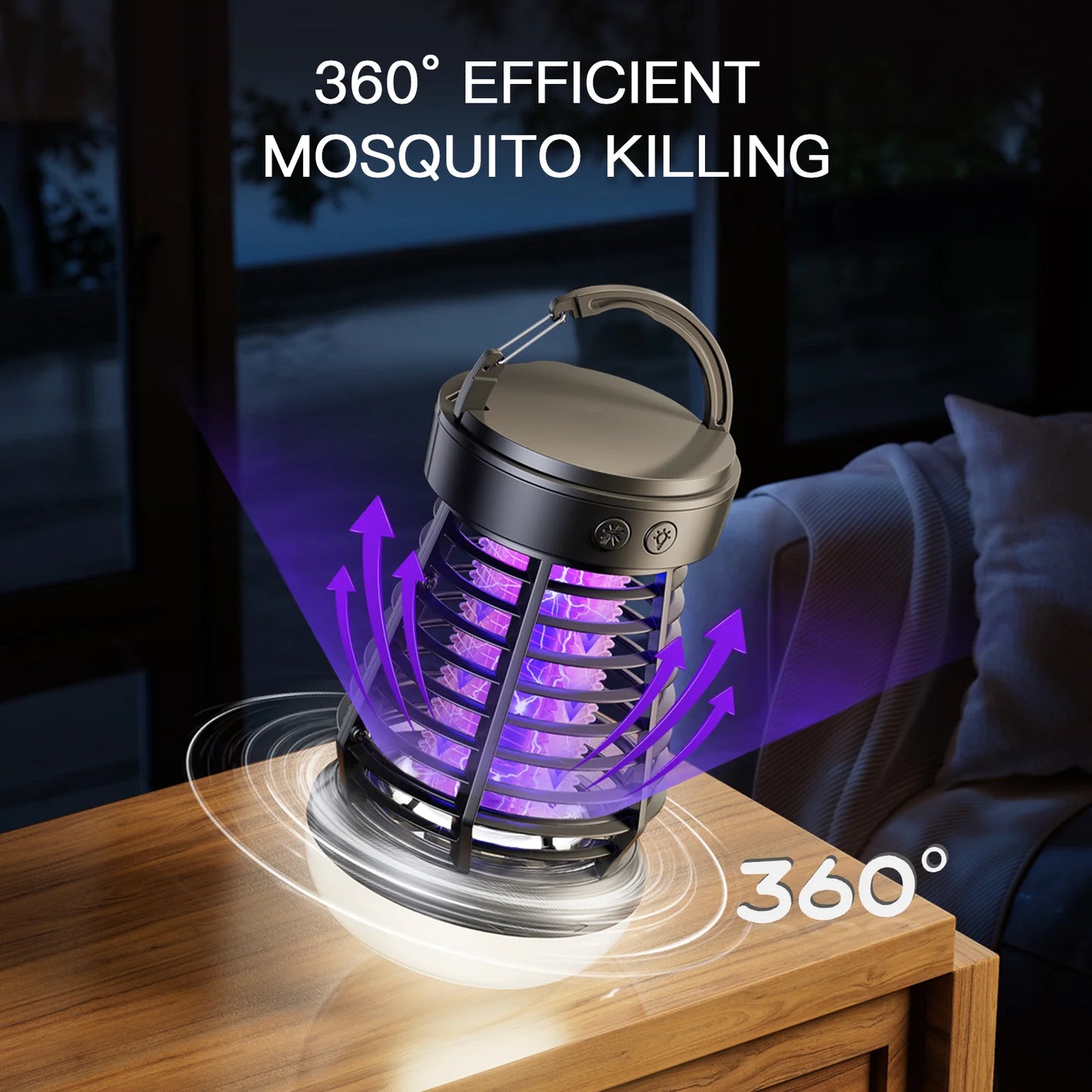 Portable Bug Zapper Rechargeable Wireless Mosquito Killer - 2000mAh Bug Zapper with Light  for Outdoor Adventures Garden Yard