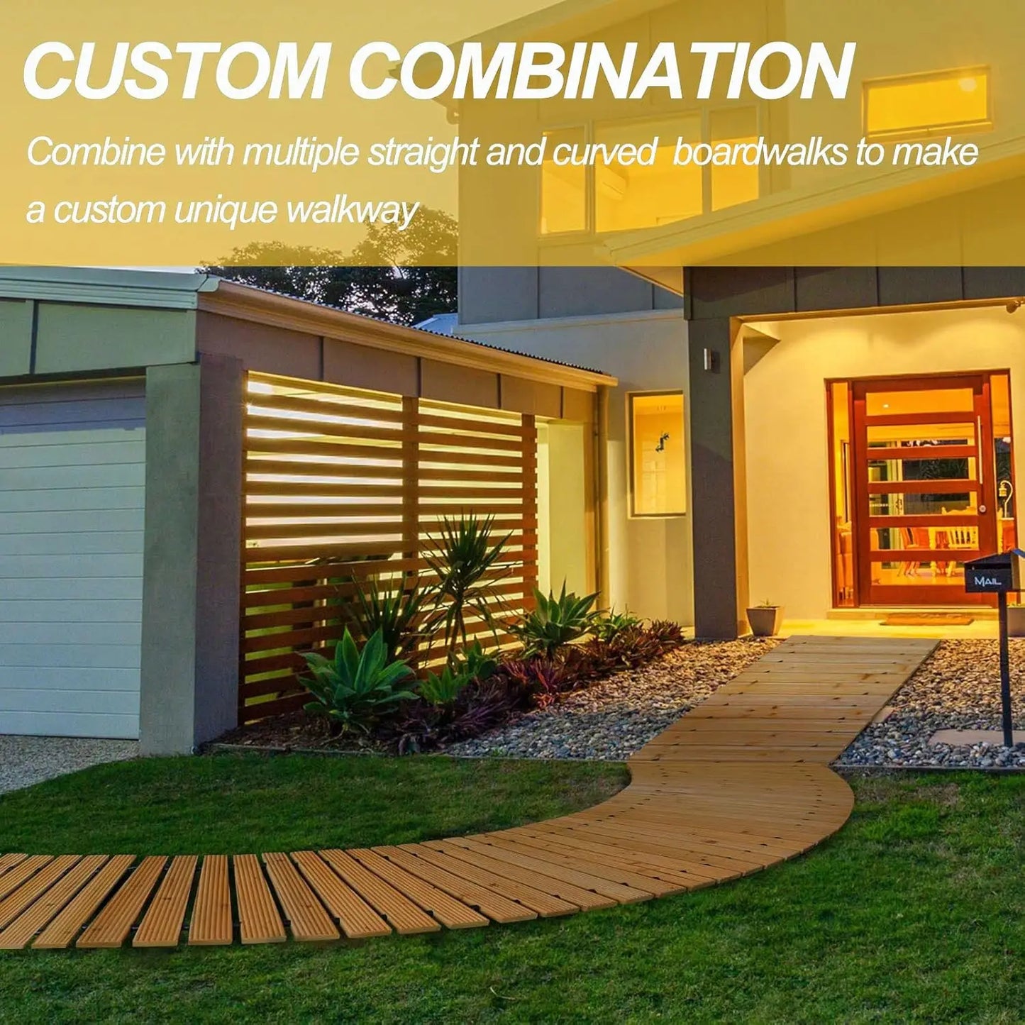 12FT Wooden Garden Pathway，Roll Out Wooden Pathway Weather-Resistant Walkway for Outdoor Patios 17" W