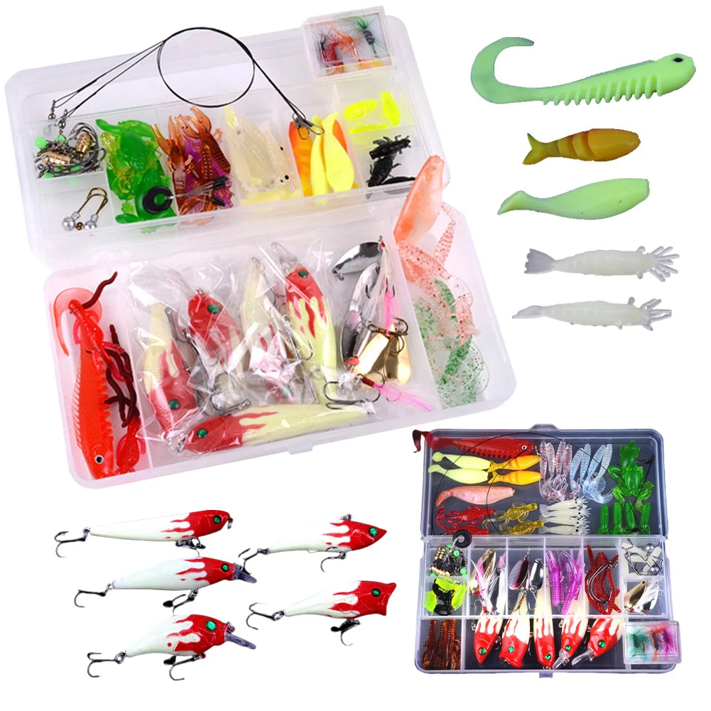 Carbon Steel Fishing Lures Kit Reusable Lure Tackle Kit Rust Proof Spinnerbaits Set for Outdoor Fishing Accessories Tool