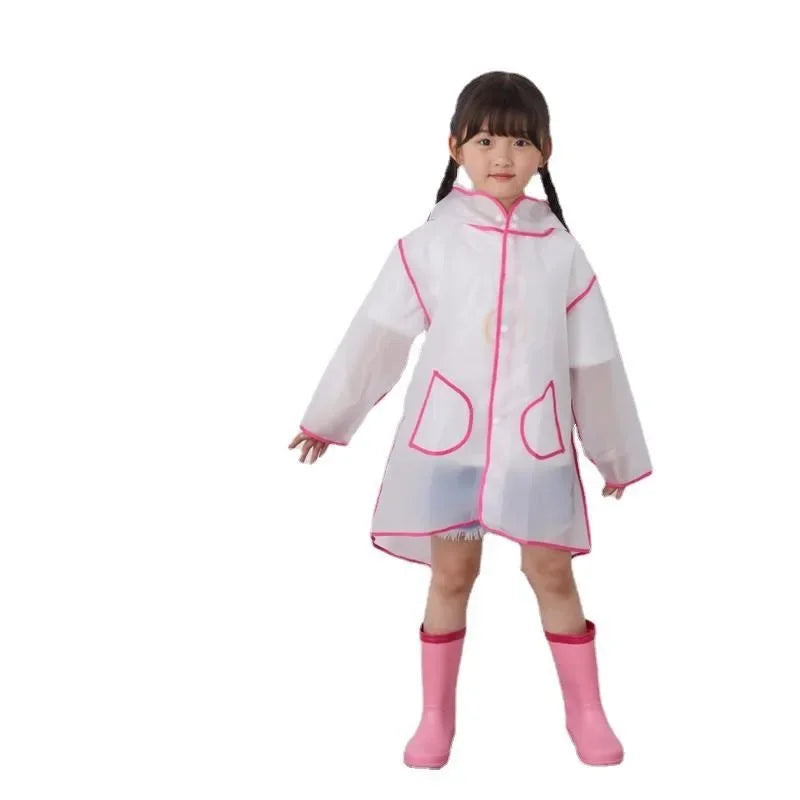 Kids Raincoat Transparent EVA Rain Poncho for Baby, Kindergarten, Primary School Students