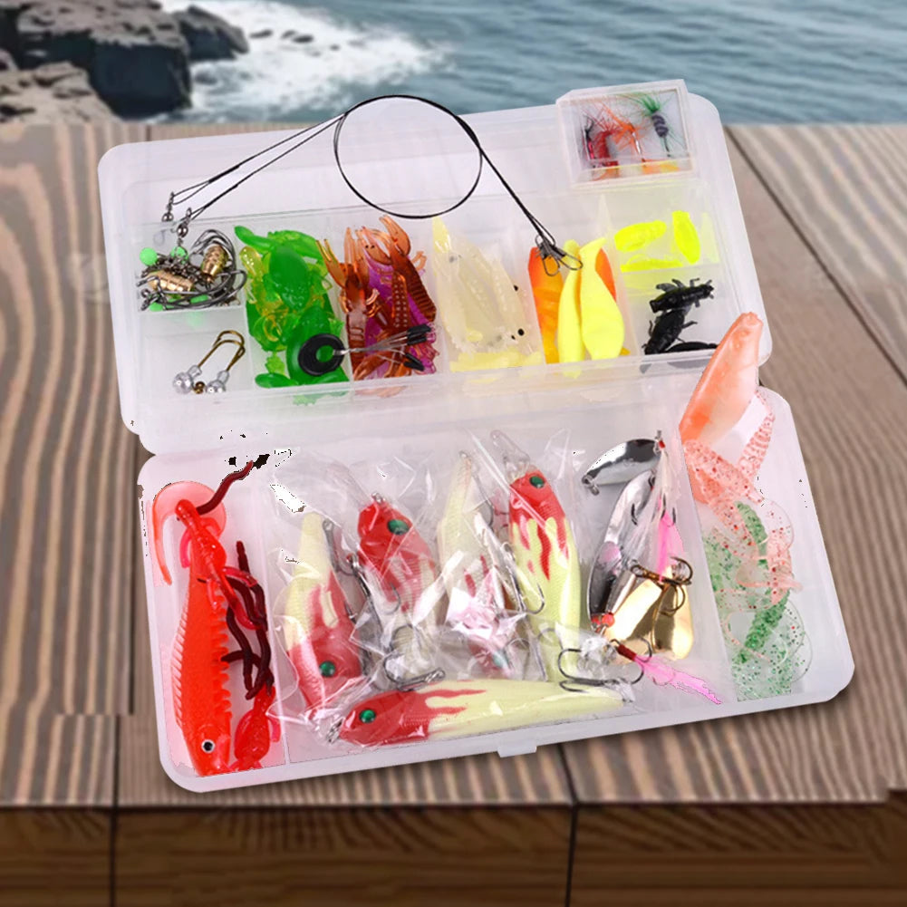 Carbon Steel Fishing Lures Kit Reusable Lure Tackle Kit Rust Proof Spinnerbaits Set for Outdoor Fishing Accessories Tool