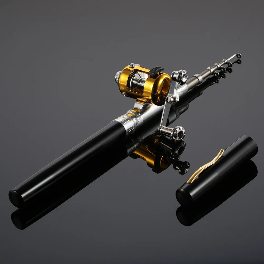 Fishing Rod Reel Combo Set Mini Telescopic Portable Pocket Pen Fishing Rod Pole + Reel Aluminum Alloy Fishing Line Soft Lures