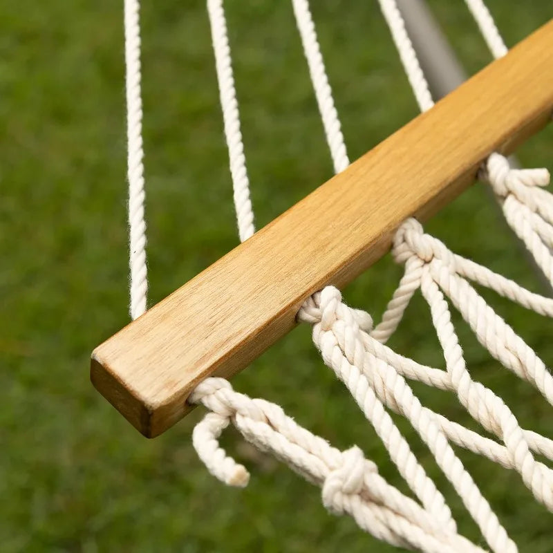 Castaway Living 13 ft. Double Traditional Hand Woven Cotton Rope Hammock with Free Extension Chains & Tree Hooks